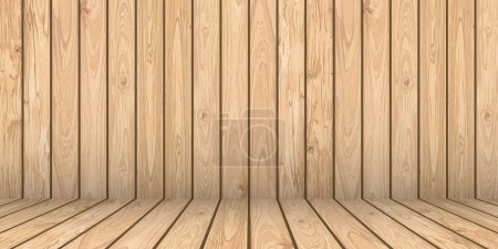 Ilustración de Piso de madera y pared de fondo plantilla vector ilustración tienen espacio en blanco para la publicidad o colocar la presentación de productos. - Imagen libre de derechos