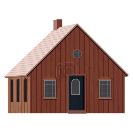Illustration for Wooden country house isolated on white background graphic illustration. - Royalty Free Image