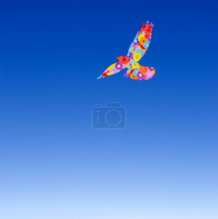 coloured Alpine Chough (Pyrrhocorax Graculus) in blue sky