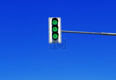 German traffic lights show green three times