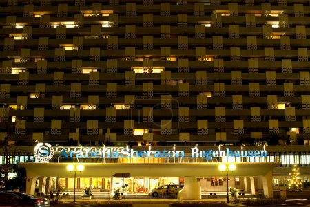 Photo for Munich, Bavaria, Germany; July 2nd 2007, Hotel Arabella Sheraton at night - Royalty Free Image