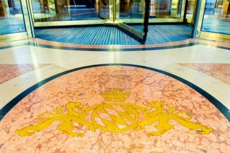 Photo for Munich, Bavaria, Germany, March 18th 2007, coat of arms at the entrance of the Hotel Bayerischer Hof - Royalty Free Image