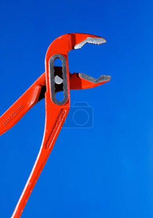 open, opened red Tongue-and-groove pliers