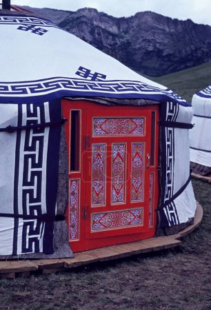 Mongolia, 1960s, entrance to a yurt