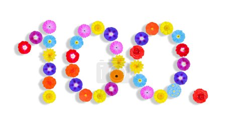 Photo for Number  written on white background with colorful flowers, Graphic, Illustration - Royalty Free Image