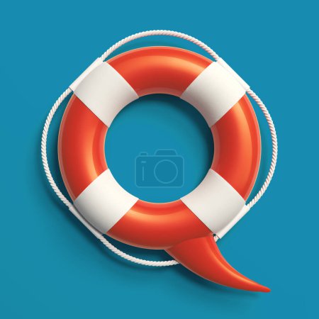 Chat icon rescue wheel 3d illustration