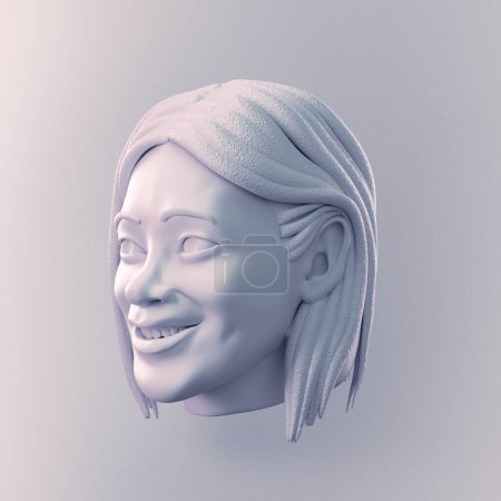 Foto de Brillante cara humana positiva CGI 3d escultura - Imagen libre de derechos