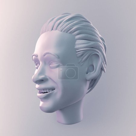 Foto de Brillante cara humana positiva CGI 3d escultura - Imagen libre de derechos