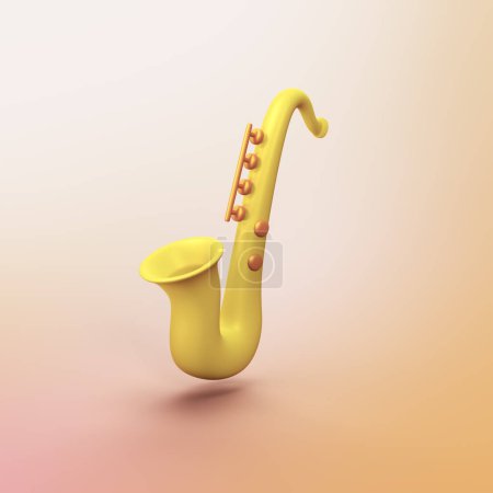 Saxophon - stilisiertes 3D-CGI-Icon-Objekt