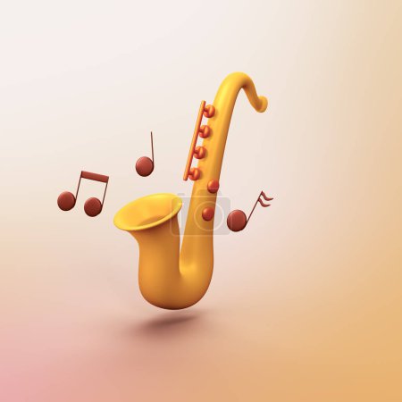 Saxophone - objet icône CGI 3D stylisé