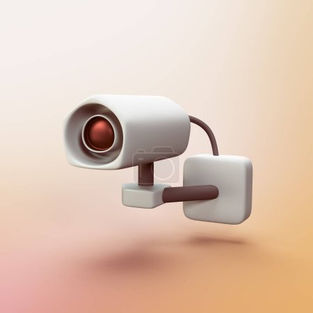 Caméra de sécurité domestique - objet icône CGI 3D stylisé