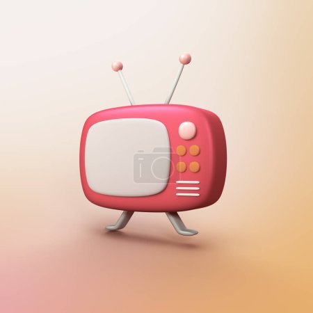 Old school TV - objet icône 3d CGI stylisé