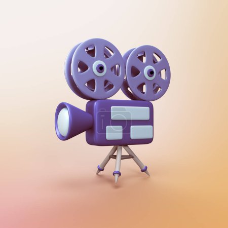 Caméra de film old school - objet icône CGI 3d stylisé