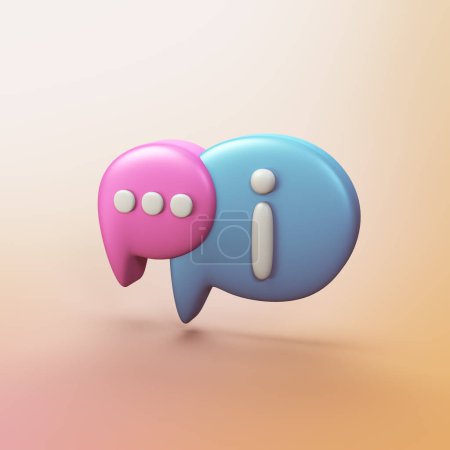 Chat bubble information - stylized 3d CGI icon object
