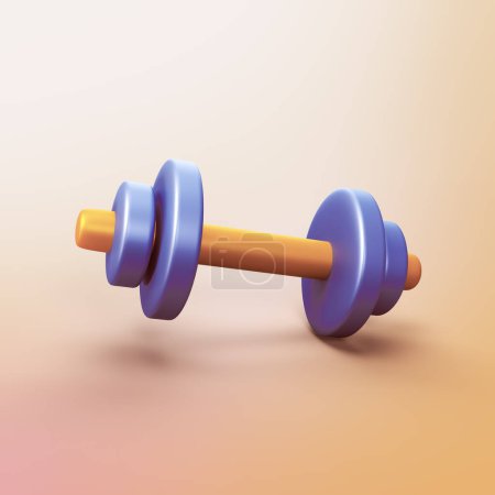Gym barbell - stylized 3d CGI icon object