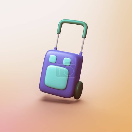 Travel luggage bag - stylized 3d CGI icon object