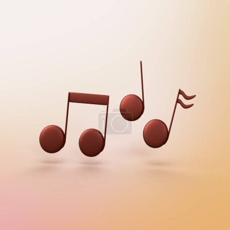 Music notes - stylized 3d CGI icon object