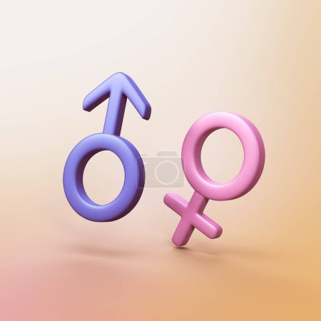 Téléchargez les photos : Symboles de genre mâle femelle - objet icône CGI 3d stylisé - en image libre de droit
