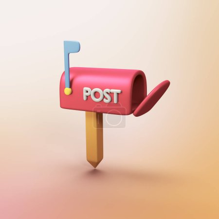 Mail box post - stylized 3d CGI icon object