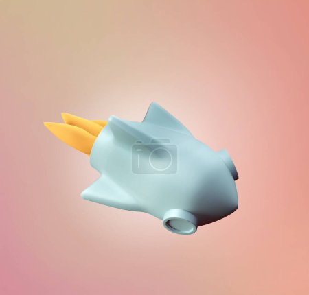 Photo for Stylized 3d icon object - rocket - Royalty Free Image