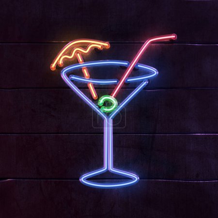 Realistic neon sign - cocktail