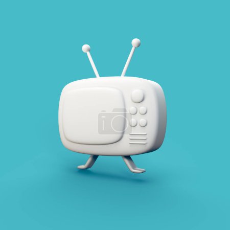 Old school TV - stylisé 3d CGI icône objet, Pas gen Ai