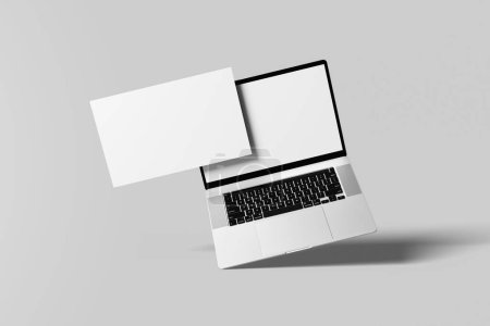 Photo for Floating Laptop Mockup for showcasing your design to clients - Royalty Free Image