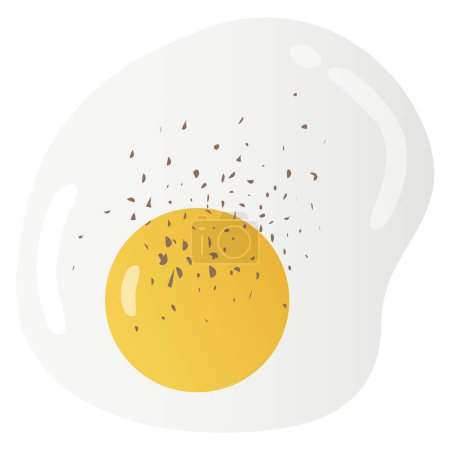 Photo for Egg Sunny Side Up Fried Egg Bright Yellow Yolk with Pepper Seasoning Flat Design Vector Illustration Icon - Royalty Free Image