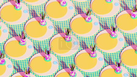 Photo for 3D illustration Background for advertising and wallpaper in retro Pattern and pop art scene. 3D rendering in decorative concept. - Royalty Free Image
