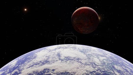 3D illustration Background for advertising and wallpaper in space and planet scene. 3D rendering in decorative concept.