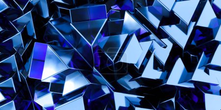Photo for A bunch of shiny blue cubes that are in the air - Royalty Free Image