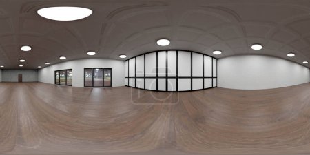 Photo for A large room with a wooden floor and large windows equirectangular 360 degree panorama vr virtual reality content - Royalty Free Image