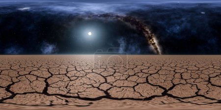 Téléchargez les photos : Une zone désertique avec des étoiles ciel laiteux au-dessus équirectangulaire 360 degrés panorama vr réalité virtuelle contenu - en image libre de droit