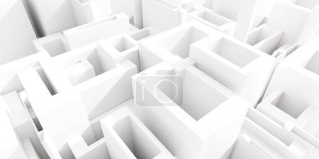 Foto de Una cautivadora imagen 3D de un laberinto blanco, diseñado para desafiar sus habilidades de resolución de problemas y ofrecer una experiencia agradable. - Imagen libre de derechos