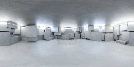 Photo for A minimalist and natural interior decor featuring a room filled with numerous concrete blocks. equirectangular 360 degree panorama vr virtual reality content - Royalty Free Image