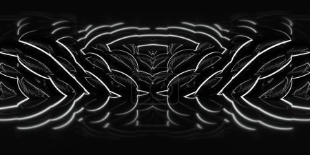 Foto de Abstracto estudio vacío negro con formas orgánicas y reflejos. diseño minimalista moderno equirectangular 360 grados panorama vr contenido de realidad virtual - Imagen libre de derechos