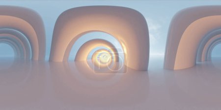 Photo for This image features a seamless 3D visualization of arches forming an infinite loop, evoking a sense of endlessness and surrealism. equirectangular 360 degree panorama vr virtual reality content - Royalty Free Image