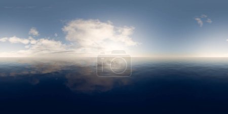 Photo for The vast ocean spreads to the horizon under a largely clear sky, where a towering cumulus cloud dominates the view. Its shadow is cast upon the waters surface. equirectangular 360 degree panorama vr - Royalty Free Image