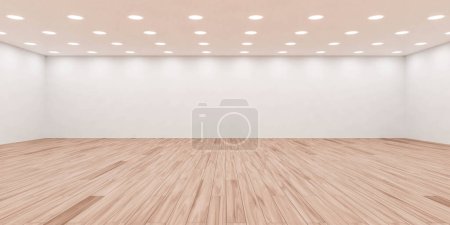 Photo for A minimalist room with pristine white walls and polished wooden floors. The absence of furniture creates a sense of space and simplicity in the room, enhancing the natural light that filters through - Royalty Free Image