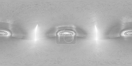 a white long abstract design tunnel with a series of recessed lights, casting a soft glow and creating an abstract monochrome visual. equirectangular 360 degree panorama vr virtual reality content