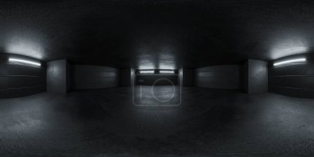 Photo for The room appears to be abandoned, with no signs of human presence. The dim lighting creates a somber atmosphere, highlighting the emptiness of the space. equirectangular 360 degree panorama vr virtual - Royalty Free Image
