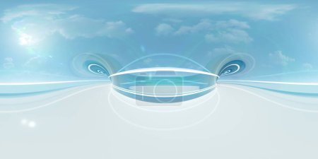 futuristische Architektur Hintergrund mit Himmel und Sonnenlicht equirectangular 360-Grad-Panorama vr Virtual-Reality-Inhalte