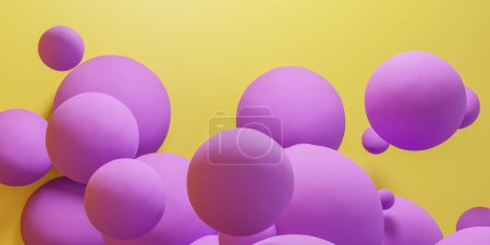 Téléchargez les photos : Un amas de boules violettes est suspendu dans les airs, défiant apparemment la gravité. Ces objets sphériques planent en apesanteur, créant une vue envoûtante alors qu'ils flottent sans effort. - en image libre de droit
