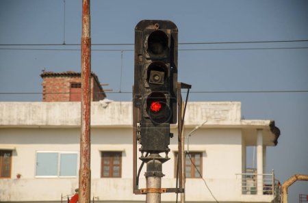Railway Red signal while train is passing