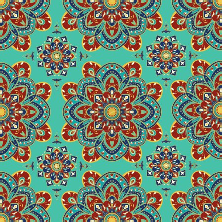 Experience the timeless allure of contemporary art with this captivating floral pattern in shades of blue and red. Delicately crafted, the intricate blooms dance gracefully across a classic green background, exuding elegance and sophistication