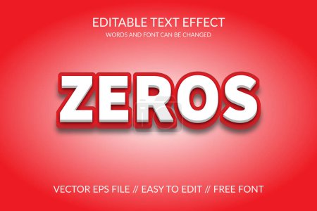 Zeros fully editable vector eps 3d text effect illustration template.