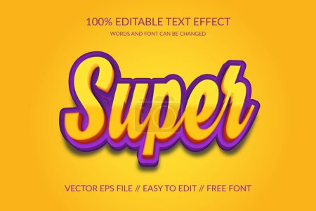 Super 3d Vektor eps vollständig anpassen Texteffekt Illustration.