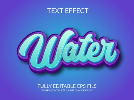 Water 3d vector eps fully customize text effect illustration.