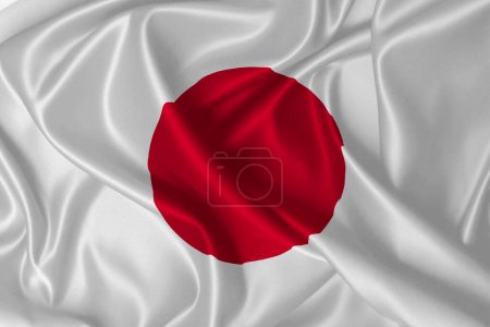 Foto de Bandera de Japón. Realista en textura de tela - Imagen libre de derechos