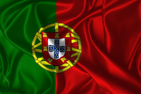 Téléchargez les photos : Pavillon national du Portugal. Drapeau agitant réaliste de soie illustration - en image libre de droit